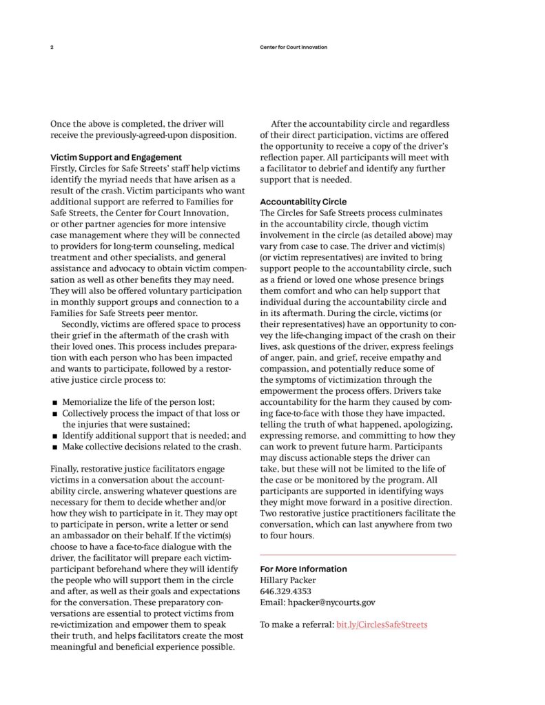 Circles for Safe Streets: Driver Accountability Through Restorative Justice Flyer 2 of 2