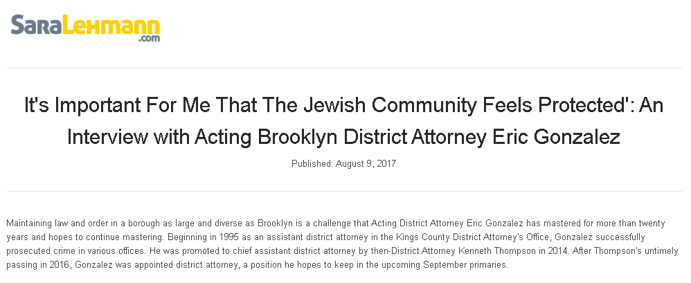 Link to interview with DA Gonzalez on Jewish Community